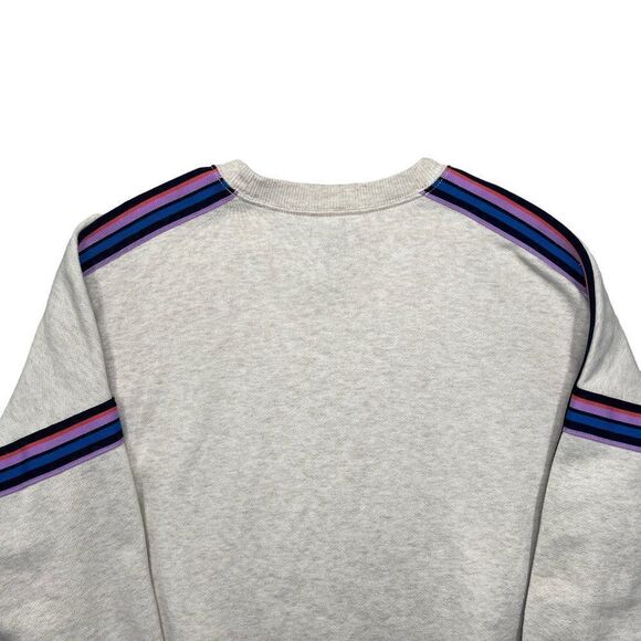 Aerie Women's Oversized Cream Colorful Striped Crewneck Sweatshirt - Picture 6 of 11